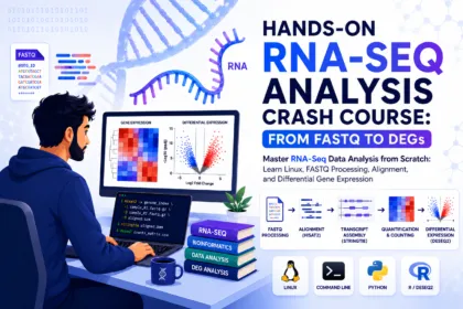 Hands-on RNA-Seq Analysis Crash Course covering FASTQ processing, sequence alignment, transcript assembly, differential gene expression analysis, Linux, Python, and DESeq2