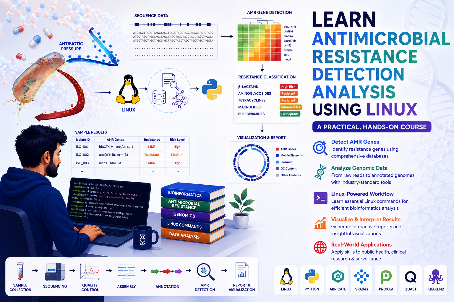 Learn Antimicrobial Resistance Detection (AMR) Analysis using Linux