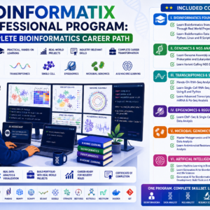 BioInformatix Professional Program bundle covering bioinformatics, genomics, transcriptomics, AI, and machine learning courses