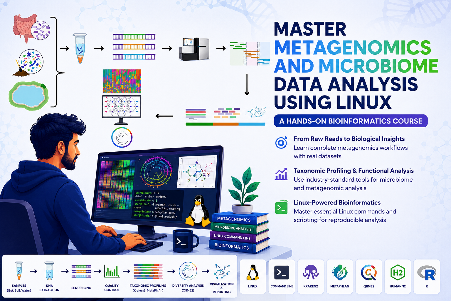 Master Metagenomics and Microbiome Data Analysis Using Linux