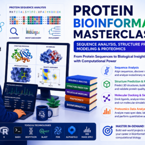 Protein Bioinformatics Masterclass covering protein sequence analysis, structure prediction, molecular modeling, and proteomics
