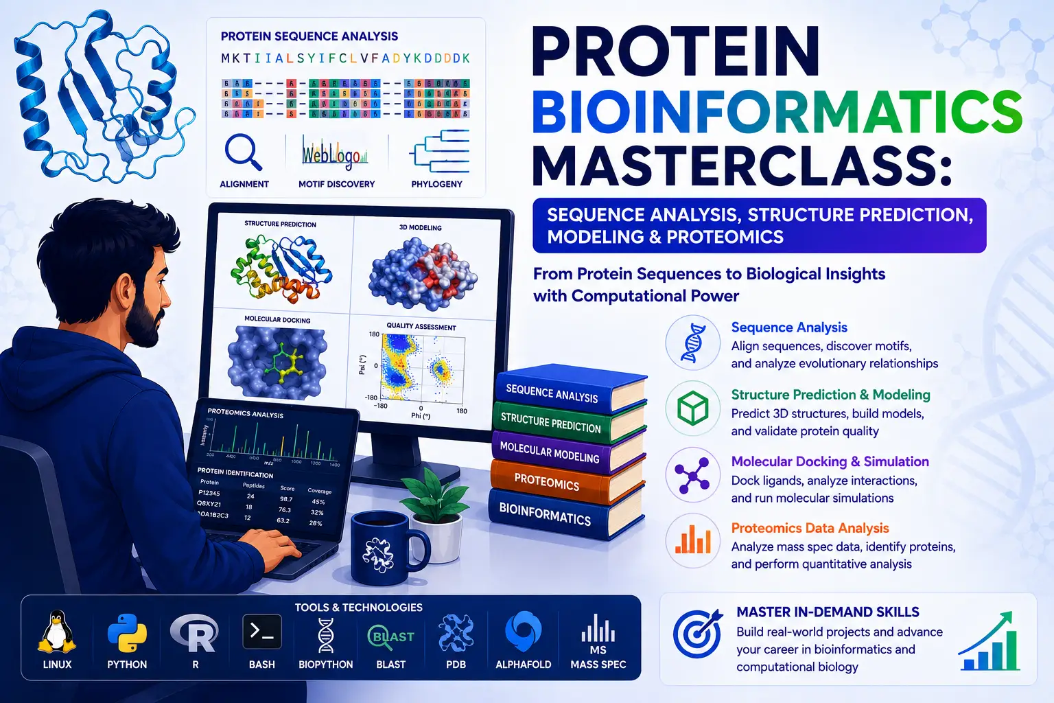 Protein Bioinformatics Masterclass: Sequence Analysis, Structure Prediction, Modeling & Proteomics